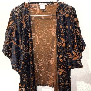 Hipster cardigan, black, paisley print